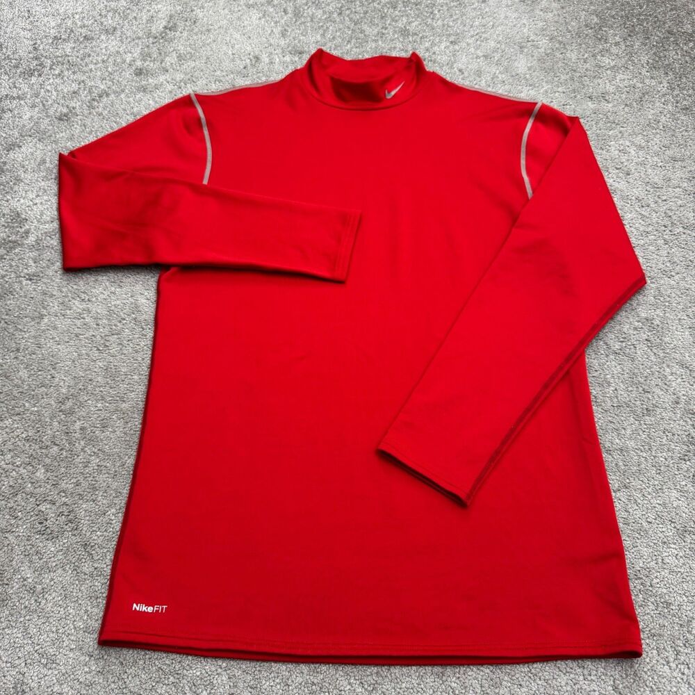 Nike Pro Mock Neck Compression Shirt Womens XXL Red Long Sleeve Thermal Fit